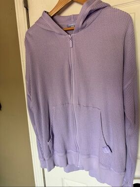Florence Lavender Waffle-Knit Hooded Jacket Medium